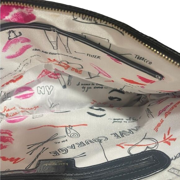 Kate Spade Patent Leather Tote with Gold Chain Embossed - Picture 3 of 16